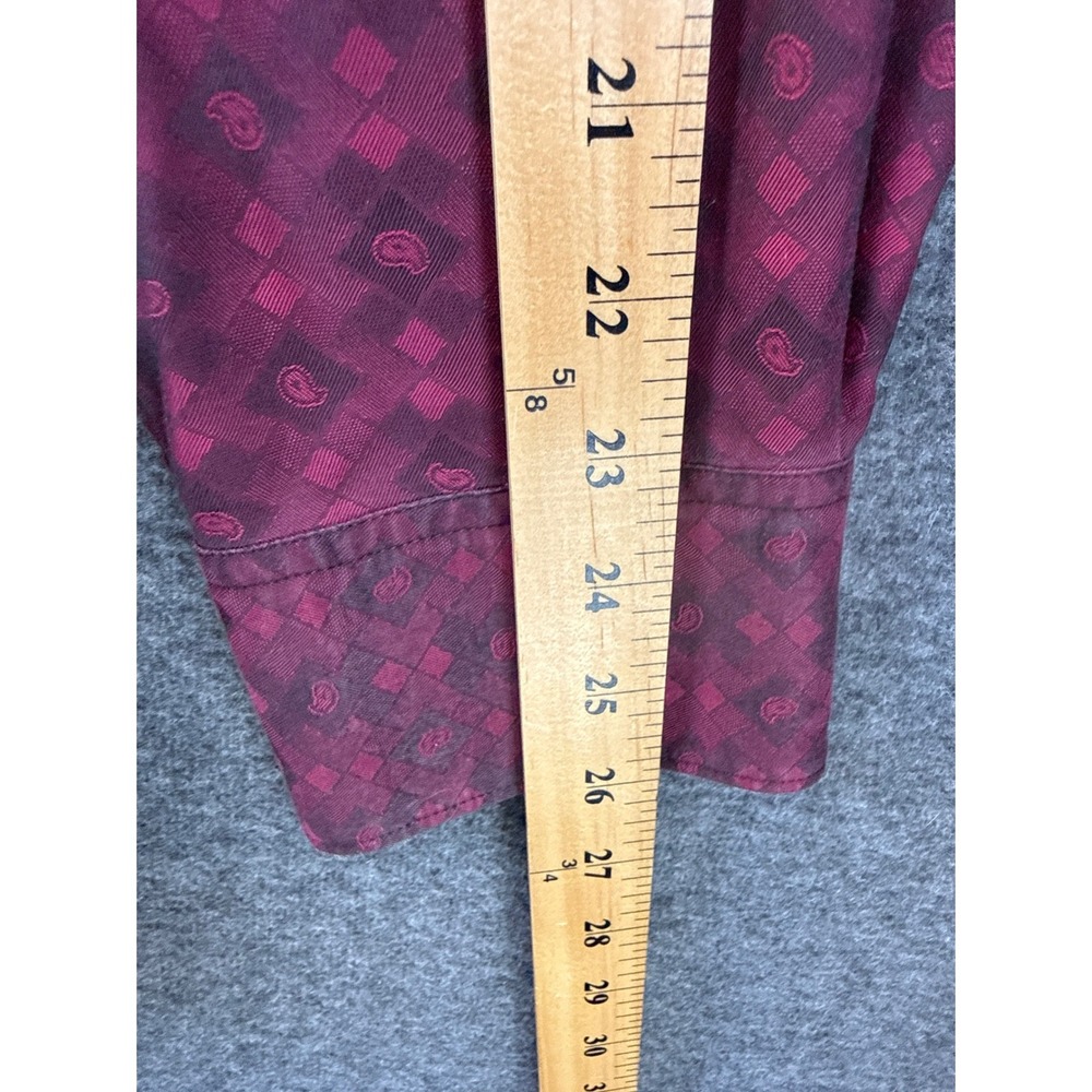 Robert Graham Button Down Shirt Mens XL Burgundy Paisley Jacquard Hipster Fading - Picture 9 of 13